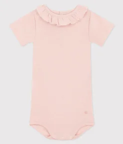 Petit Bateau T-Shirts, Oberteile*Kurzärmeliger Baby-Body aus Baumwolle mit Rüschenkragen rosa SALINE