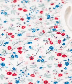 Petit Bateau T-Shirts, Oberteile*Kurzärmeliger Baby-Body aus Baumwolle mit Blumenmuster weiss MARSHMALLOW/weiss MULTICO