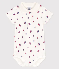 Petit Bateau T-Shirts, Oberteile*Kurzärmeliger Body aus Baumwolle mit Schiffchenmuster weiss MARSHMALLOW/weiss MULTICO