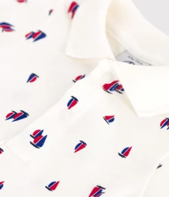 Petit Bateau T-Shirts, Oberteile*Kurzärmeliger Body aus Baumwolle mit Schiffchenmuster weiss MARSHMALLOW/weiss MULTICO