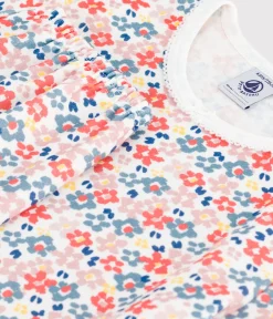 Petit Bateau Schlafanzüge, Nachthemden*Kurzärmeliger Kinder-Pyjama mit langen Beinen aus bedruckter Baumwolle weiss MARSHMALLOW/weiss MULTICO