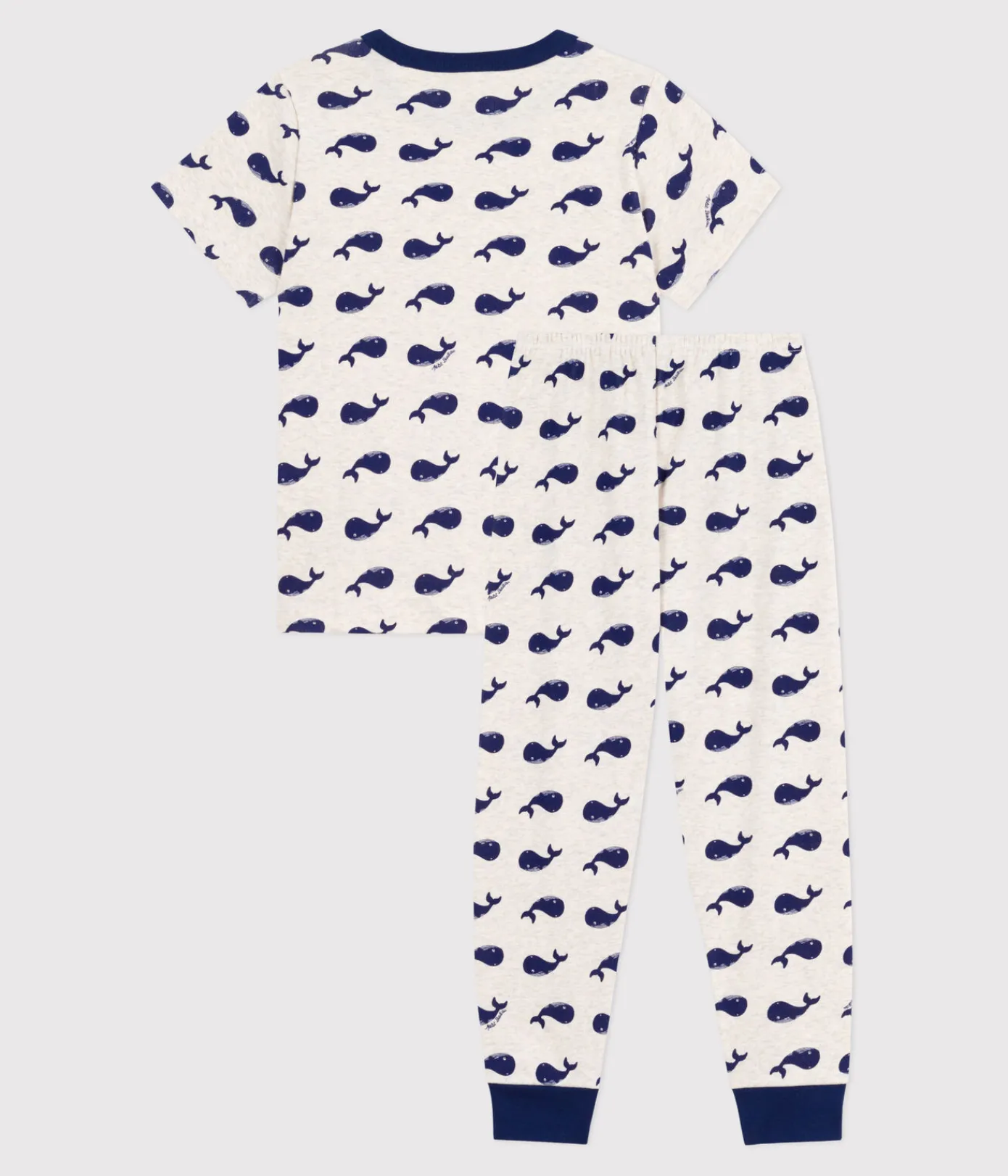 Petit Bateau Schlafanzüge, Pyjamas|Schlafanzüge, Nachthemden*Kurzärmeliger Kinder-Pyjama mit langen Beinen aus bedruckter Baumwolle beige MONTELIMAR/blau MEDIEVAL
