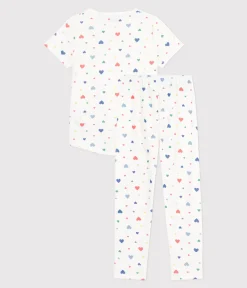 Petit Bateau Schlafanzüge, Nachthemden*Kurzärmeliger Kinder-Pyjama mit langen Beinen aus bedruckter Baumwolle weiss MARSHMALLOW/weiss MULTICO