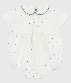 Petit Bateau Sets, Overalls & Latzhosen*Kurzärmeliger Strampler mit Kragen aus Baumwolle und Pünktchenmuster weiss MARSHMALLOW/weiss MULTICO