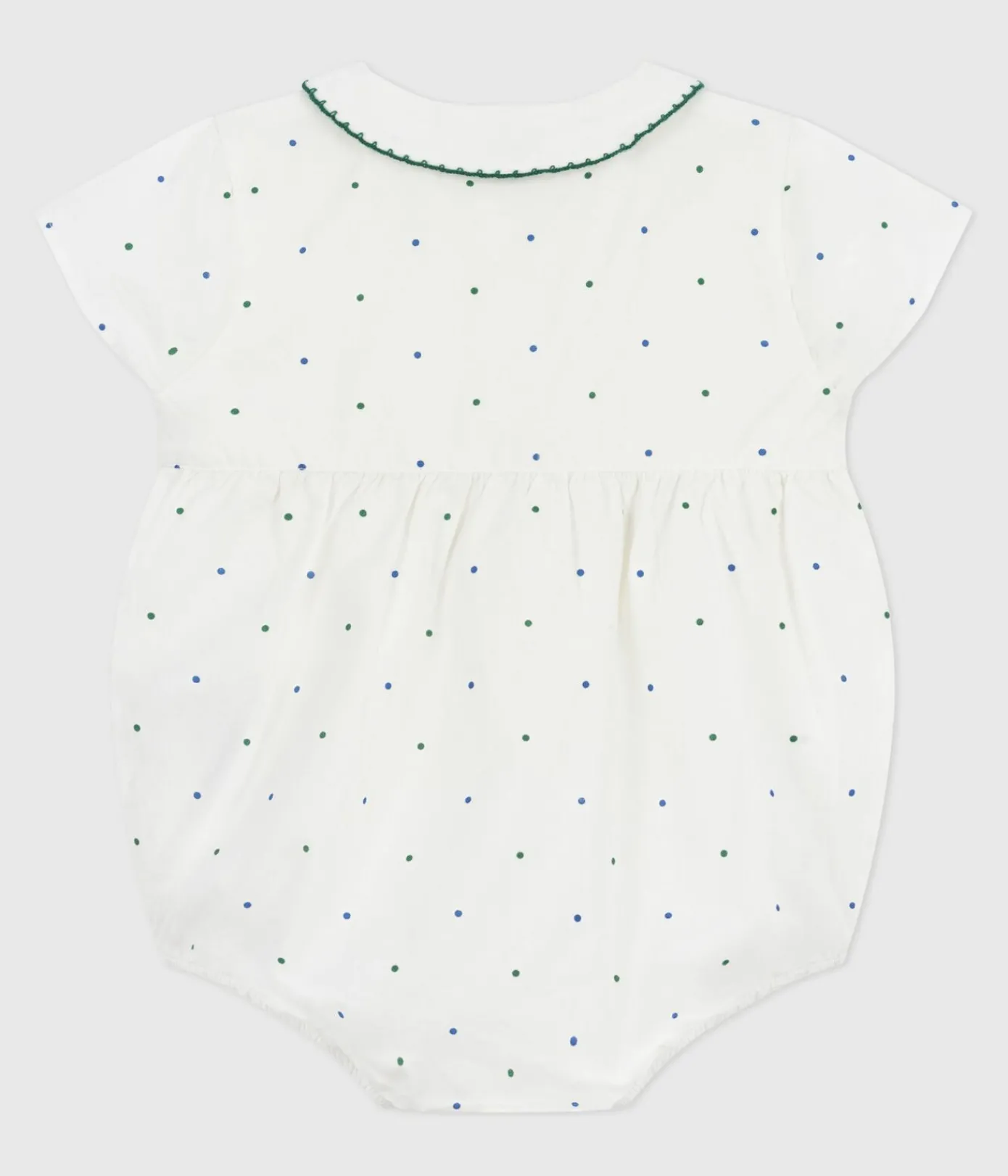 Petit Bateau Sets, Overalls & Latzhosen*Kurzärmeliger Strampler mit Kragen aus Baumwolle und Pünktchenmuster weiss MARSHMALLOW/weiss MULTICO