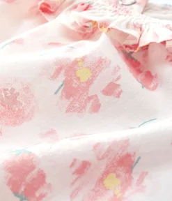 Petit Bateau Kleider*Kurzärmeliges Baby-Kleid aus Popeline für Mädchen weiss MARSHMALLOW/weiss MULTICO