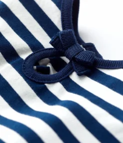 Petit Bateau Kleider*Kurzärmeliges Babykleid aus gestreiftem Jersey blau MEDIEVAL/weiss MARSHMALLOW