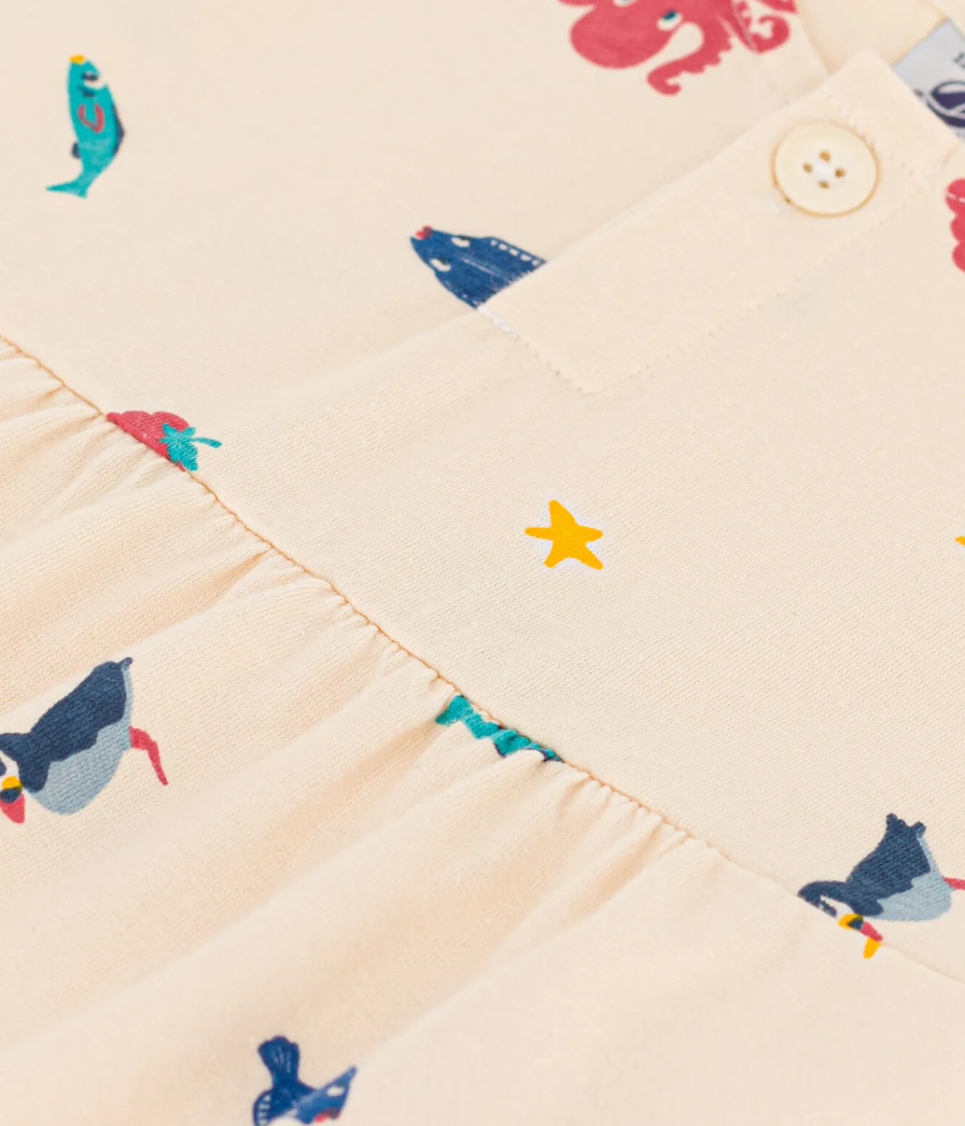 Petit Bateau Kleider*Kurzärmeliges Baby-Kleid aus bedrucktem Jersey weiss AVALANCHE/ MULTICO