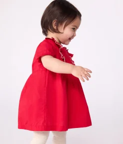Petit Bateau Kleider*Kurzärmeliges Babykleid aus einfarbiger Baumwolle und dazu passender Bloomer ROT TERKUIT