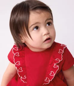 Petit Bateau Kleider*Kurzärmeliges Babykleid aus einfarbiger Baumwolle und dazu passender Bloomer ROT TERKUIT