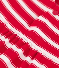 Petit Bateau Kleider*Kurzärmeliges Babykleid aus gestreiftem dichtem Jersey ROT PEPS/weiss MARSHMALLOW