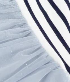 Petit Bateau Kleider*Kurzärmeliges Baby-Kleid aus zwei Stoffen CO2/ MULTICO