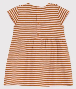 Petit Bateau Kleider*Kurzärmeliges Babykleid aus gestreiftem geflammtem Jersey TOAST/ DOLL