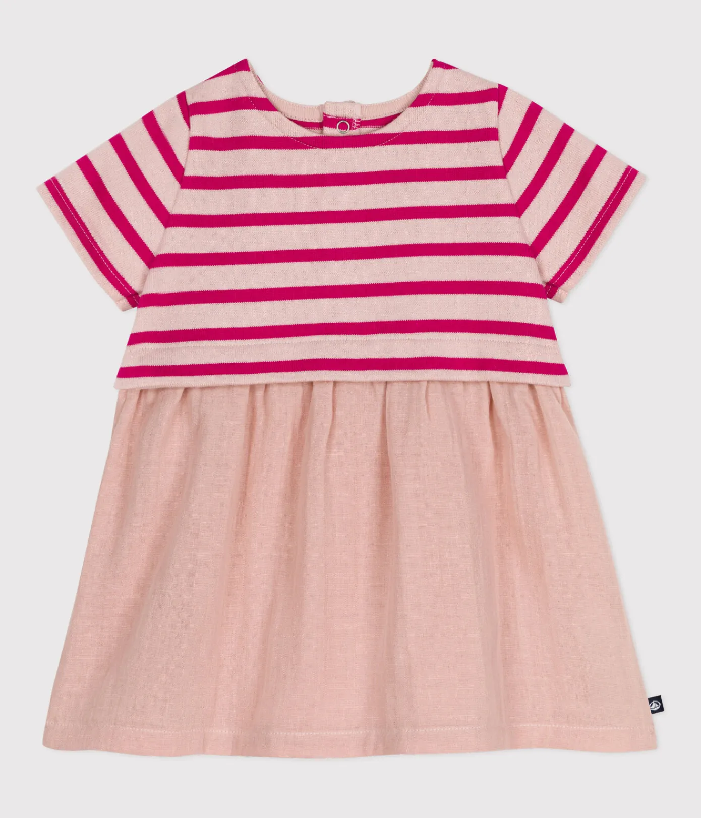 Petit Bateau Kleider*Kurzärmeliges Babykleid aus dickem Jersey und Musselin SALINE/ DELHI