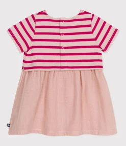 Petit Bateau Kleider*Kurzärmeliges Babykleid aus dickem Jersey und Musselin SALINE/ DELHI
