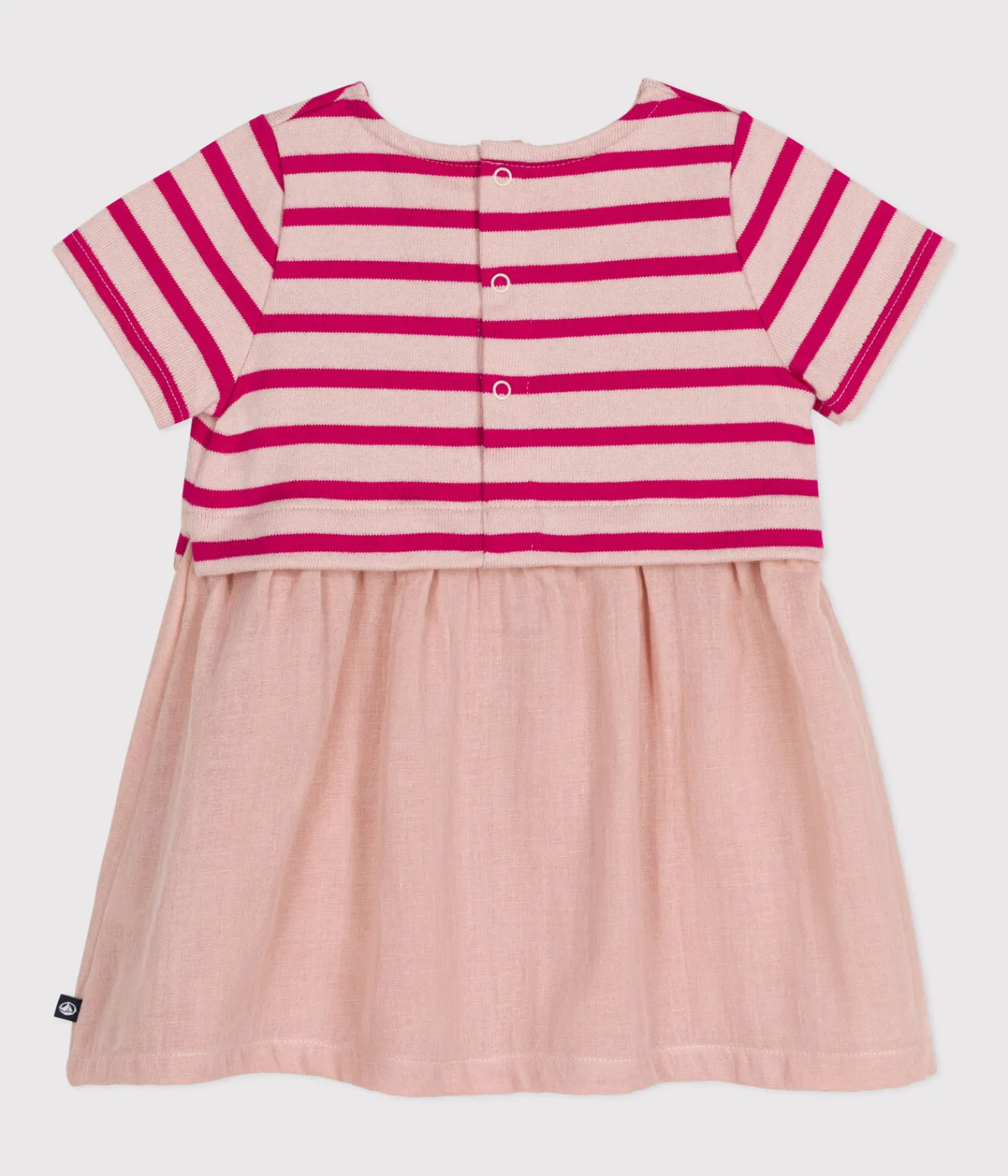 Petit Bateau Kleider*Kurzärmeliges Babykleid aus dickem Jersey und Musselin SALINE/ DELHI