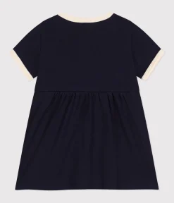 Petit Bateau Kleider*Kurzärmeliges Baby-Kleid aus Baumwolle blau SMOKING