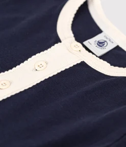 Petit Bateau Kleider*Kurzärmeliges Baby-Kleid aus Baumwolle blau SMOKING