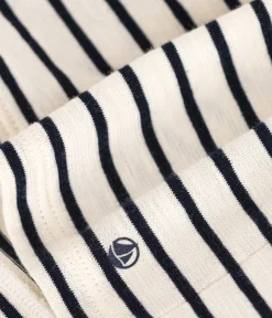Petit Bateau Kleider*Kurzärmeliges Babykleid aus geflammtem Jersey weiss AVALANCHE/blau SMOKING