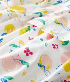 Petit Bateau Kleider*Kurzärmeliges Baby-Kleid aus Popeline für Mädchen weiss MARSHMALLOW/weiss MULTICO