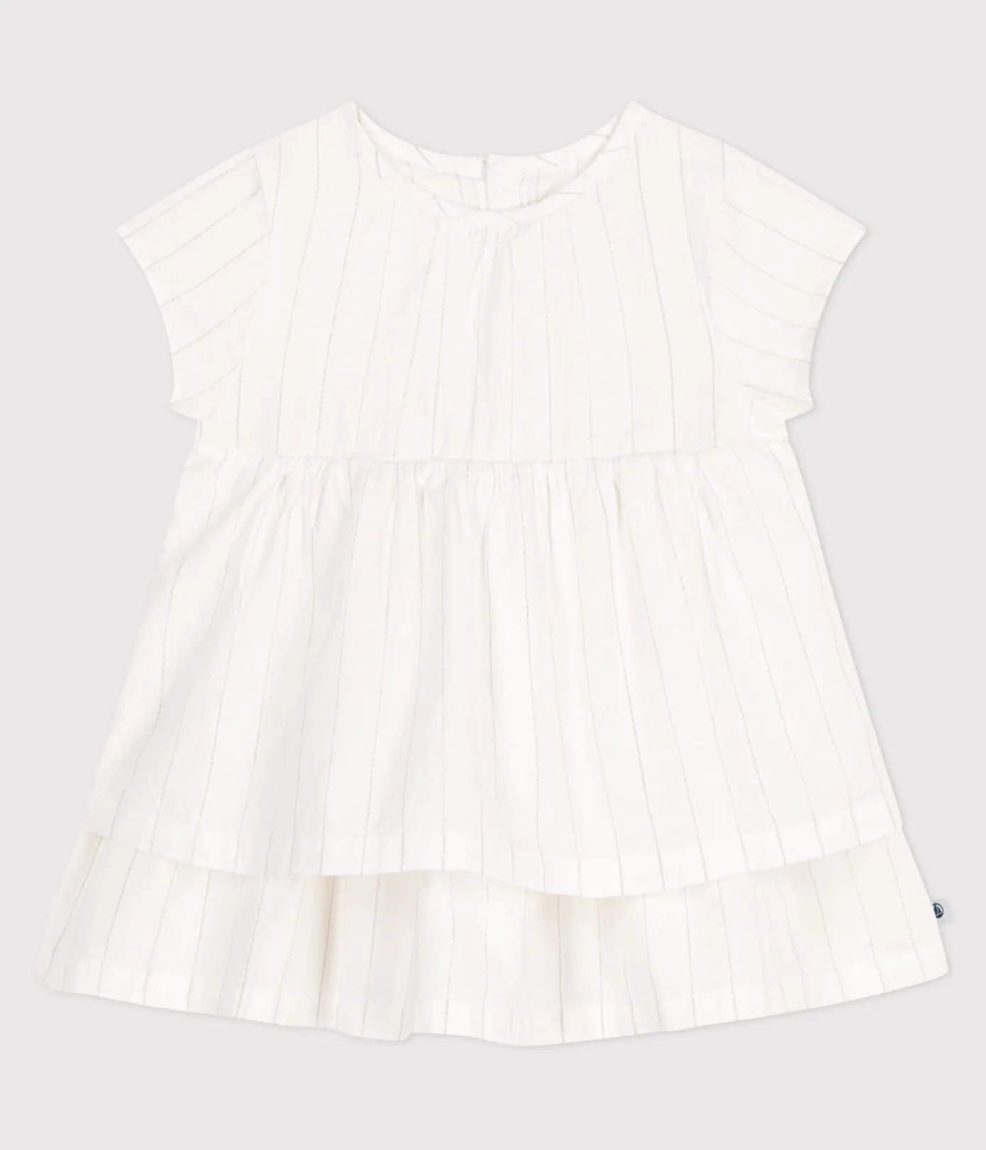 Petit Bateau Kleider*Kurzärmeliges Baby-Kleid für festliche Anlässe aus leichter Baumwolle weiss ECUME/ ARGENT