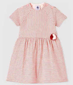 Petit Bateau Kleider*Kurzärmeliges Baby-Kleid für Mädchen rosa FLEUR/rosa COPPER