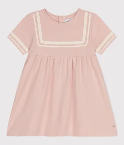 Petit Bateau Kleider*Kurzärmeliges Baby-Kleid im Matrosenstil aus Bio-Baumwolle rosa SALINE