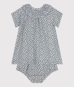 Petit Bateau Kleider*Kurzärmeliges Babykleid mit Bloomers aus Musselin AVALANCHE/ INCOGNITO