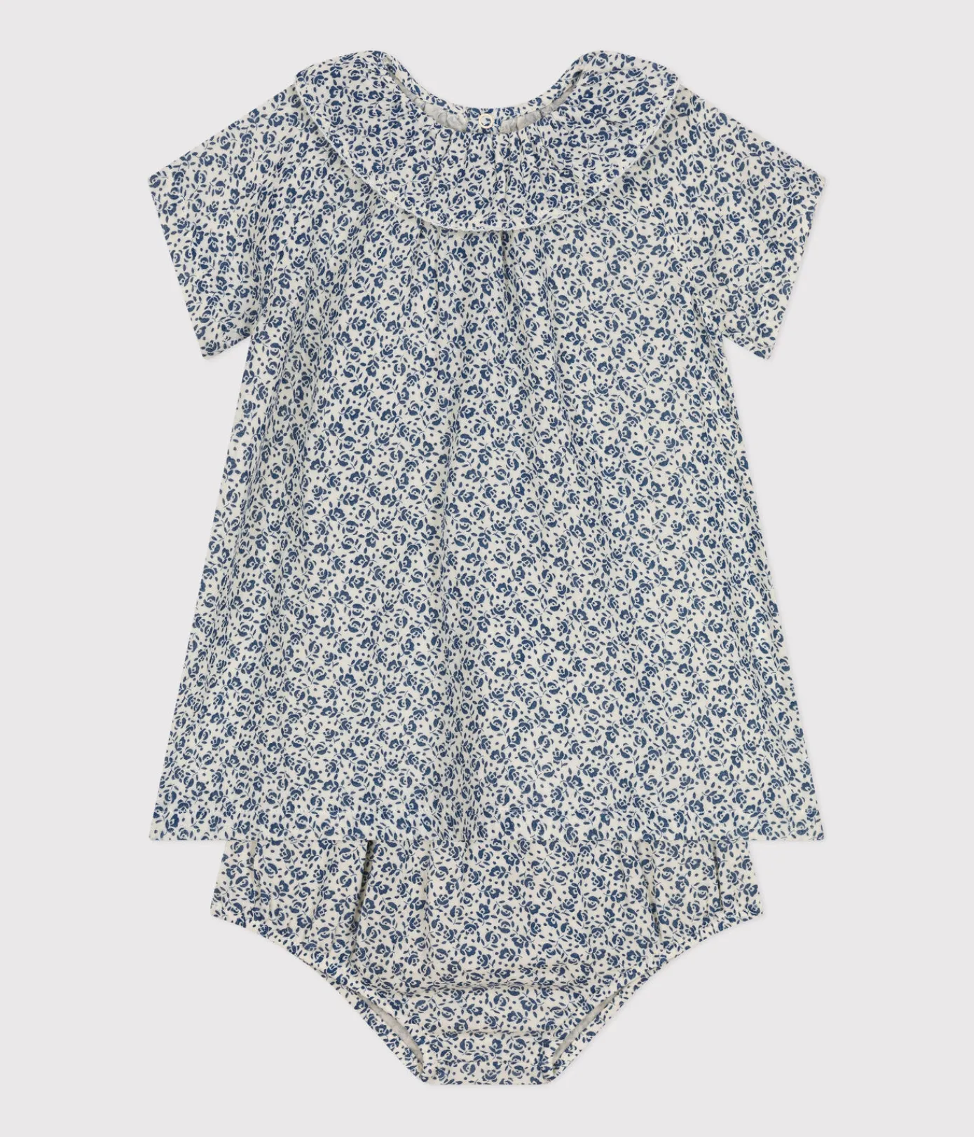 Petit Bateau Kleider*Kurzärmeliges Babykleid mit Bloomers aus Musselin AVALANCHE/ INCOGNITO