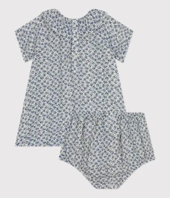 Petit Bateau Kleider*Kurzärmeliges Babykleid mit Bloomers aus Musselin AVALANCHE/ INCOGNITO