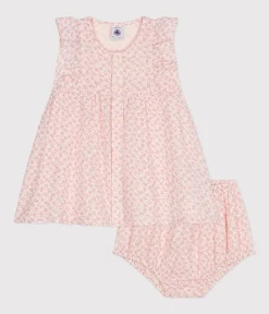 Petit Bateau Kleider*Kurzärmeliges Babykleid mit Bloomers aus Musselin AVALANCHE/ PANTY