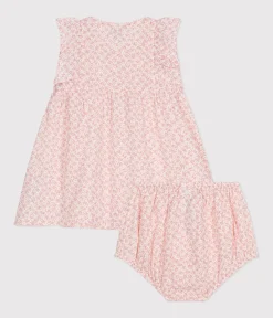 Petit Bateau Kleider*Kurzärmeliges Babykleid mit Bloomers aus Musselin AVALANCHE/ PANTY