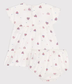 Petit Bateau Kleider*Kurzärmeliges Babykleid und Bloomer aus Baumwolle mit Herzmotiv weiss AVALANCHE/ MULTICO