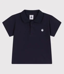 Petit Bateau T-Shirts, Oberteile*Kurzärmeliges Baby-Poloshirt aus einfarbiger Baumwolle blau SMOKING