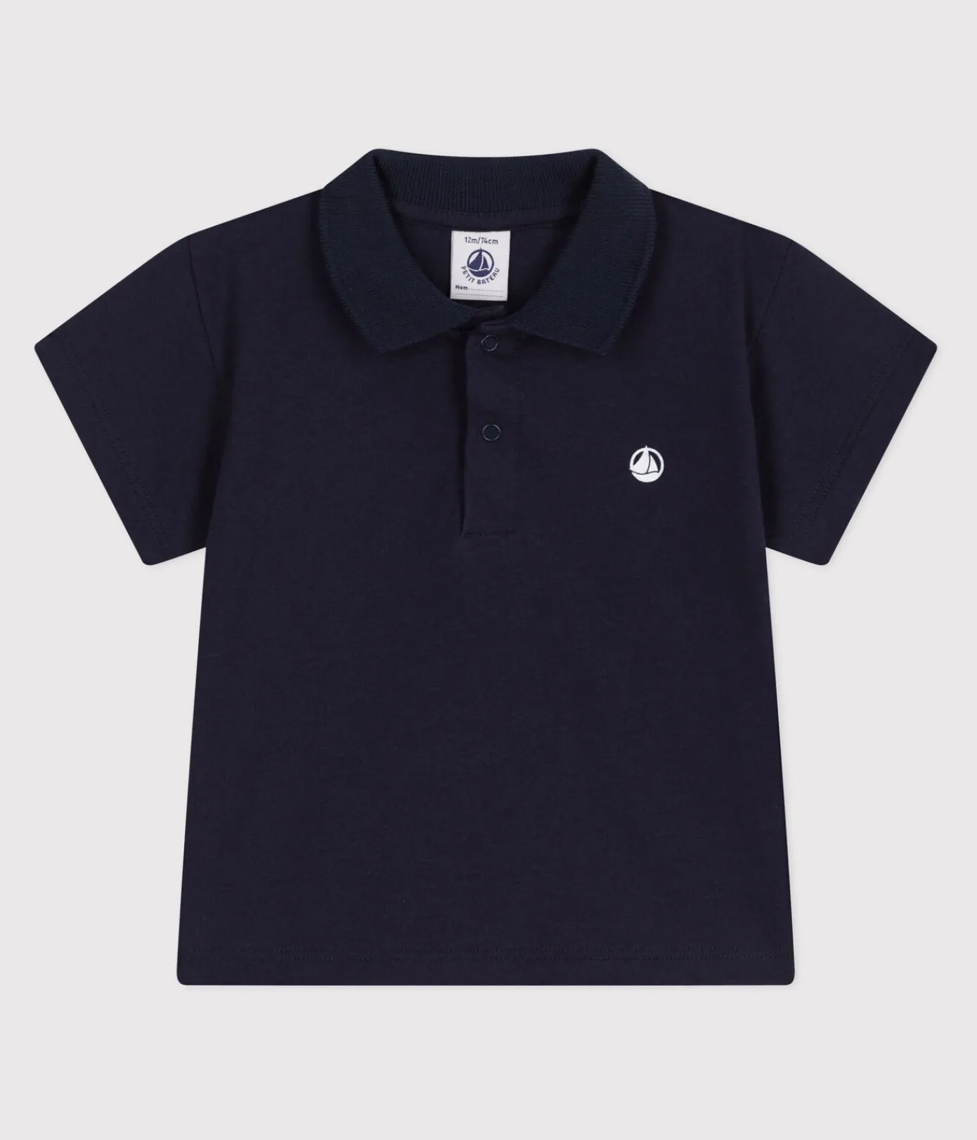 Petit Bateau T-Shirts, Oberteile*Kurzärmeliges Baby-Poloshirt aus einfarbiger Baumwolle blau SMOKING