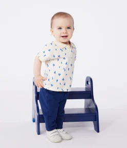 Petit Bateau T-Shirts, Oberteile*Kurzärmeliges Baby-Poloshirt aus Baumwolle mit Schiffchenmuster blau AVALANCHE/weiss PERSE