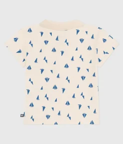 Petit Bateau T-Shirts, Oberteile*Kurzärmeliges Baby-Poloshirt aus Baumwolle mit Schiffchenmuster blau AVALANCHE/weiss PERSE