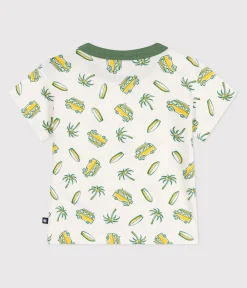 Petit Bateau T-Shirts, Oberteile*Kurzärmeliges Baby-T-Shirt aus Baumwolle mit Schiffchenmuster weiss MARSHMALLOW/ ORGE