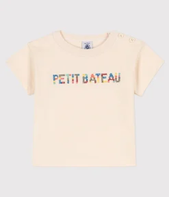 Petit Bateau T-Shirts, Oberteile*Kurzärmeliges Baby-T-Shirt aus besticktem Jersey naturfarben AVALANCHE
