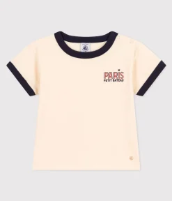 Petit Bateau T-Shirts, Oberteile*Kurzärmeliges Baby-T-Shirt aus leichtem Jersey weiss AVALANCHE/blau SMOKING