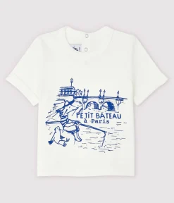 Petit Bateau T-Shirts, Oberteile*Kurzärmeliges Baby-T-Shirt aus Baumwolle für Jungen weiss MARSHMALLOW