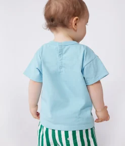 Petit Bateau T-Shirts, Oberteile*Kurzärmeliges Baby-T-Shirt aus einfarbiger Baumwolle blau AQUATIC