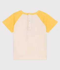 Petit Bateau T-Shirts, Oberteile*Kurzärmeliges Baby-T-Shirt aus Baumwolle im Colorblock gelb AVALANCHE/ ORGE