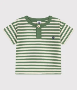 Petit Bateau T-Shirts, Oberteile*Kurzärmeliges Baby-T-Shirt aus Baumwolle mit Streifen grün PALMERAIE/ AVALANCHE