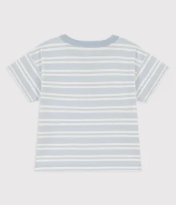 Petit Bateau T-Shirts, Oberteile*Kurzärmeliges Baby-T-Shirt aus gestreiftem Jersey. GOMME/ MARSHMALLOW