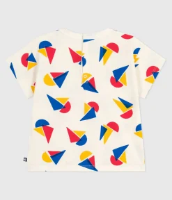 Petit Bateau T-Shirts, Oberteile*Kurzärmeliges Baby-T-Shirt aus Baumwolle mit Schiffchenmuster MILK/ MULTICO