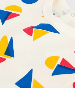 Petit Bateau T-Shirts, Oberteile*Kurzärmeliges Baby-T-Shirt aus Baumwolle mit Schiffchenmuster MILK/ MULTICO