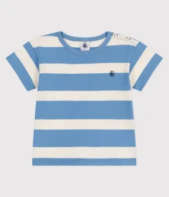 Petit Bateau T-Shirts, Oberteile*Kurzärmeliges Baby-T-Shirt aus Baumwolle mit Streifen blau ALASKA/ AVALANCHE