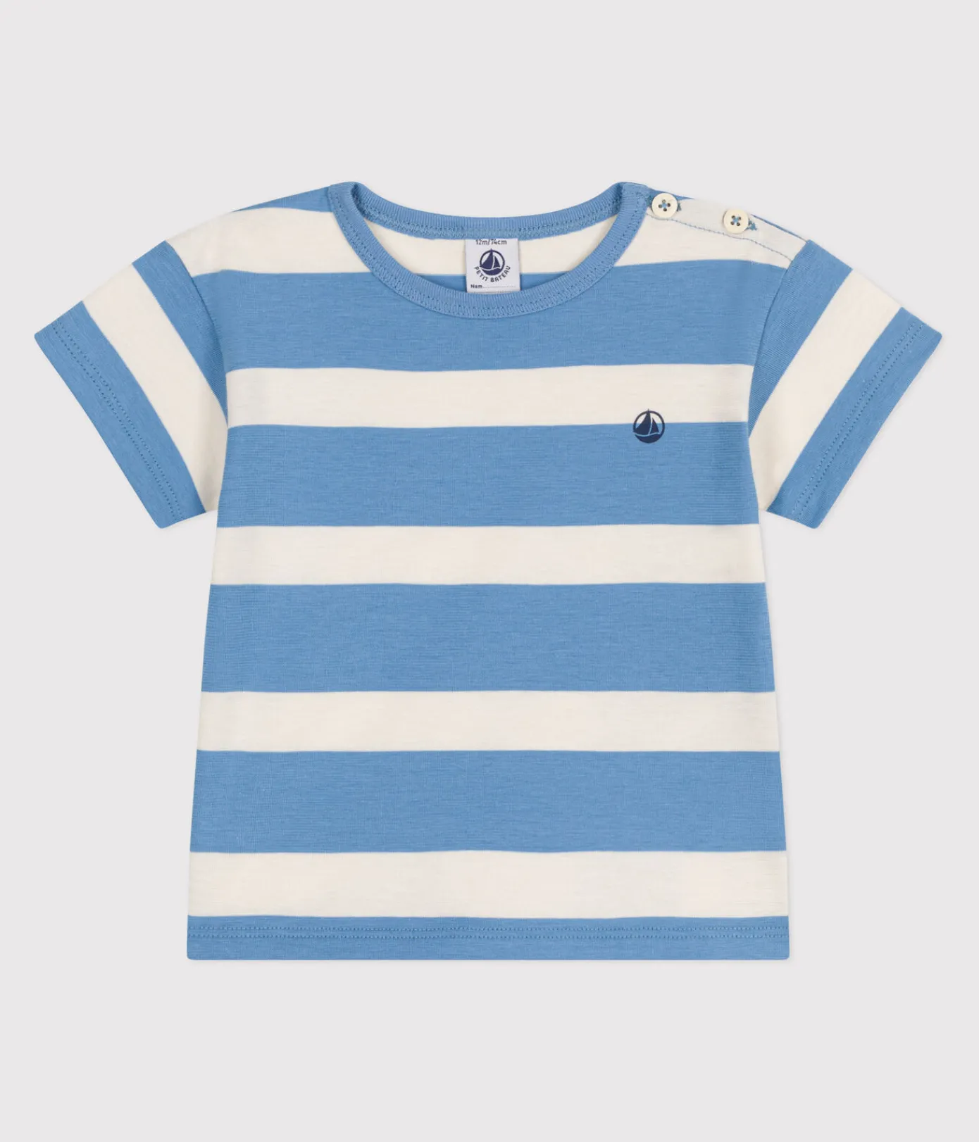 Petit Bateau T-Shirts, Oberteile*Kurzärmeliges Baby-T-Shirt aus Baumwolle mit Streifen blau ALASKA/ AVALANCHE