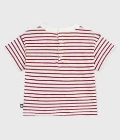 Petit Bateau T-Shirts, Oberteile*Kurzärmeliges Baby-T-Shirt aus Baumwolle mit Streifen ROT MILK/ AMARANTE